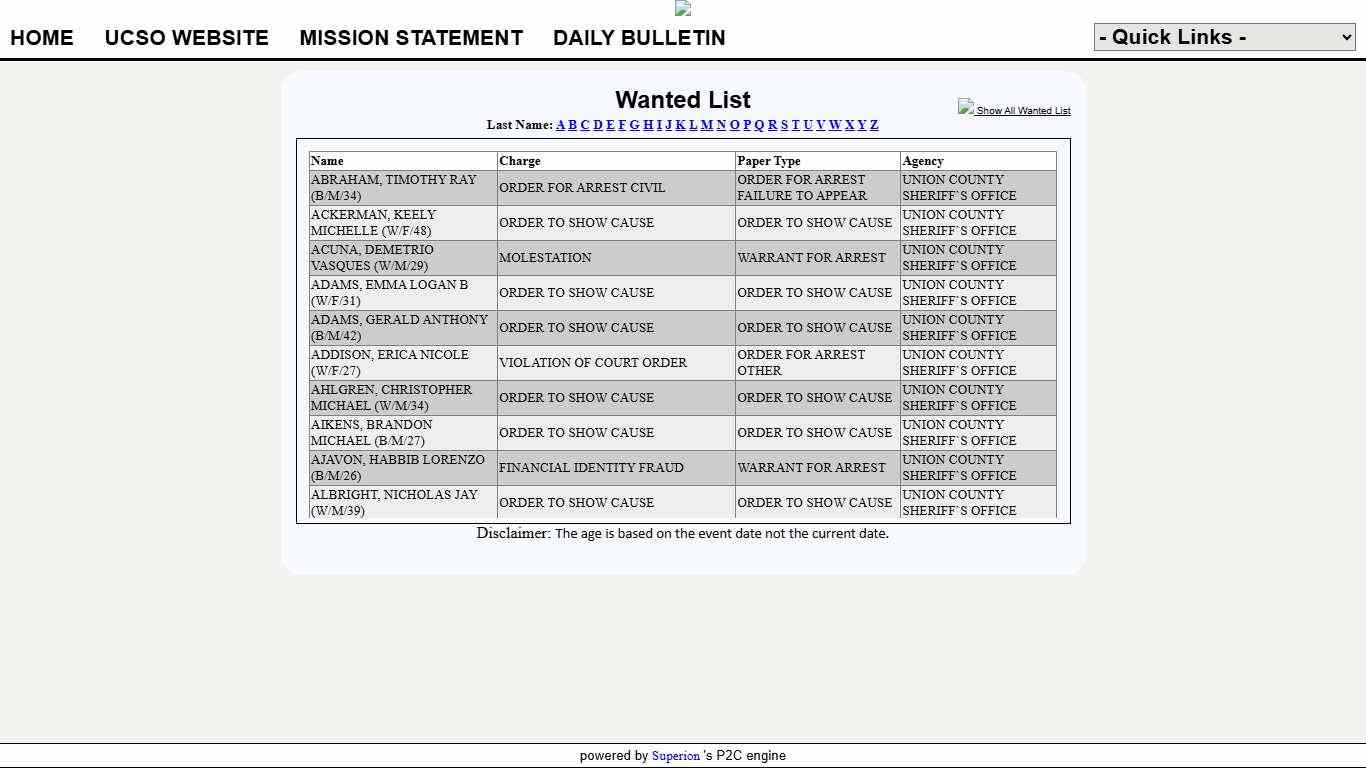 Union County Sheriff Office P2C