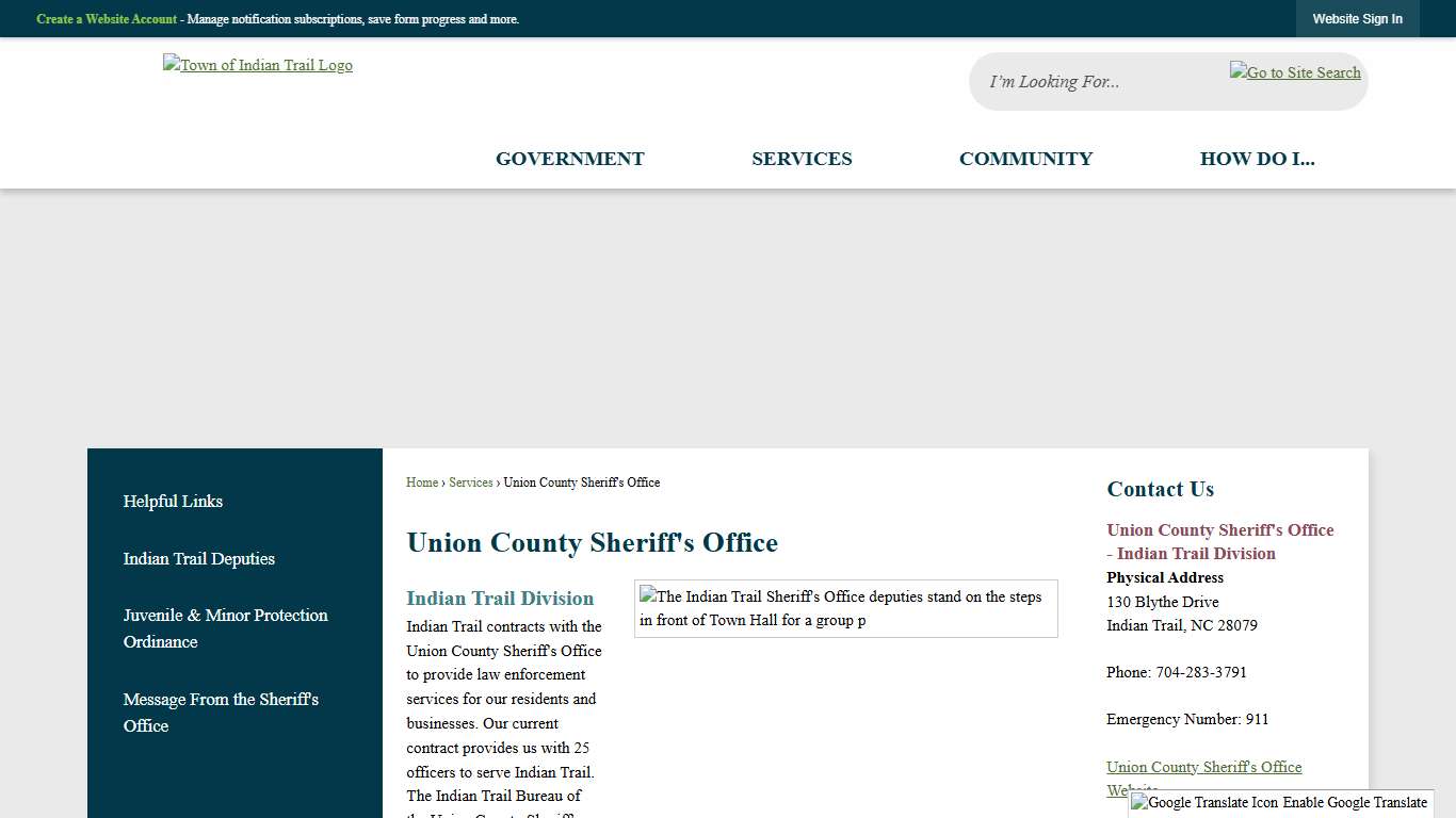 Union County Sheriff's Office | Indian Trail, NC