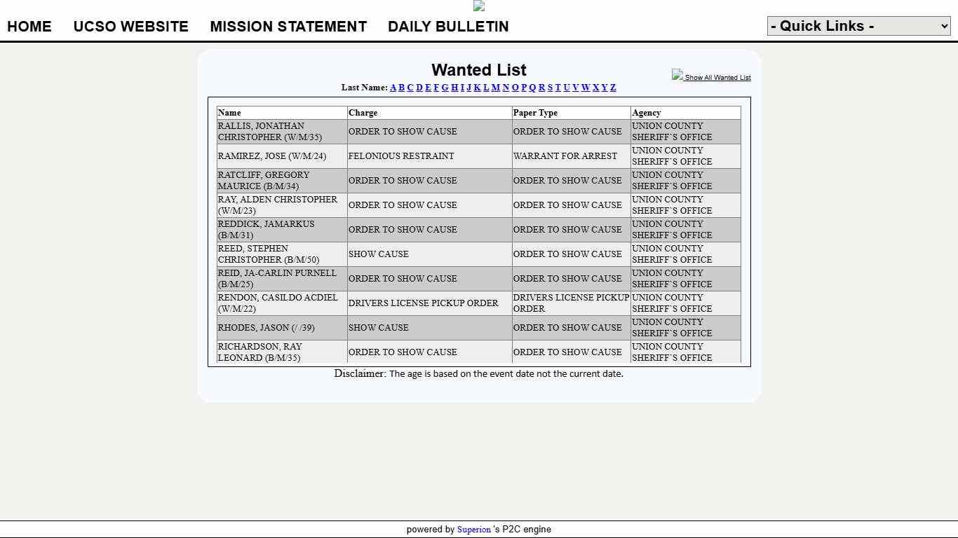 Union County Sheriff Office P2C